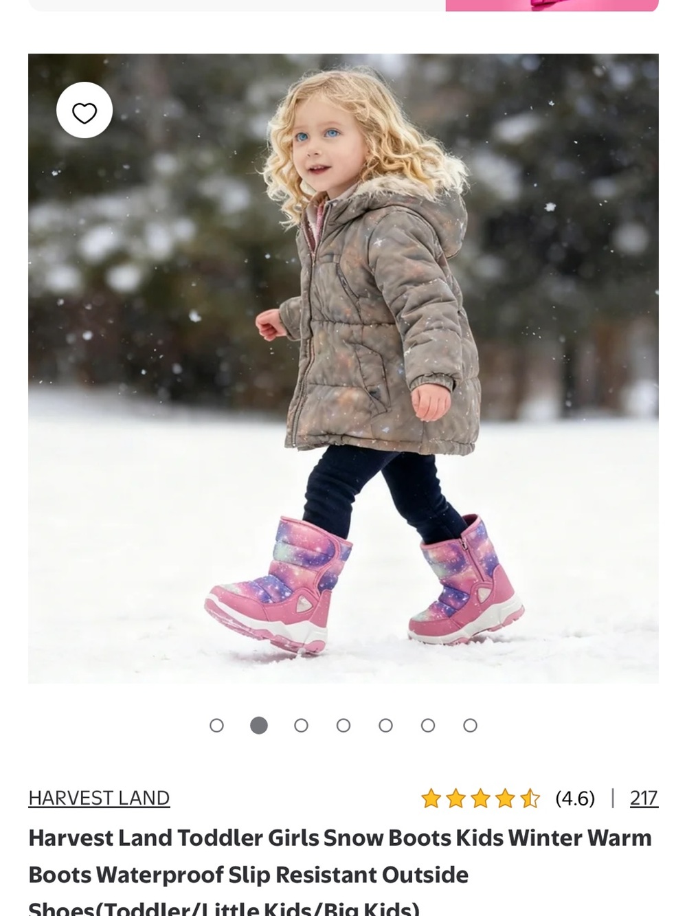 Kids Pink Galaxy Winter Boots